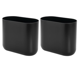 iDesign Small Slim Plastic Bathroom Trash Can, Garbage Can for Bedroom, Office, Desk, Dorm, 2-Pack, Black