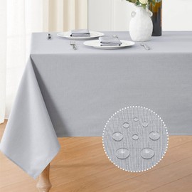 Veblandy Textured Rectangle Tablecloth 60x120 inch Table Cloth Water Resistant Wrinkle Free Spill-Proof, Decorative Fabric Table Cover Washable for Banquet Parties Event Holiday Dinner, Light Grey