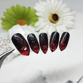 ❤️ V-cut red heart handmade nail tip ❤️ - Long ballerina / ❤️ V컷레드하트 수제네일팁 ❤️ - 롱발레리나