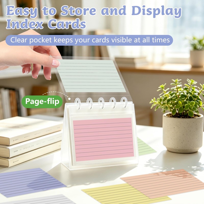 ATCYMI Index Card Holder Organizer Binder Stand Flip Flash Note
