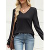 ANRABESS Womens V Neck Sweaters 2025 Fall Long Sleeve Shirts