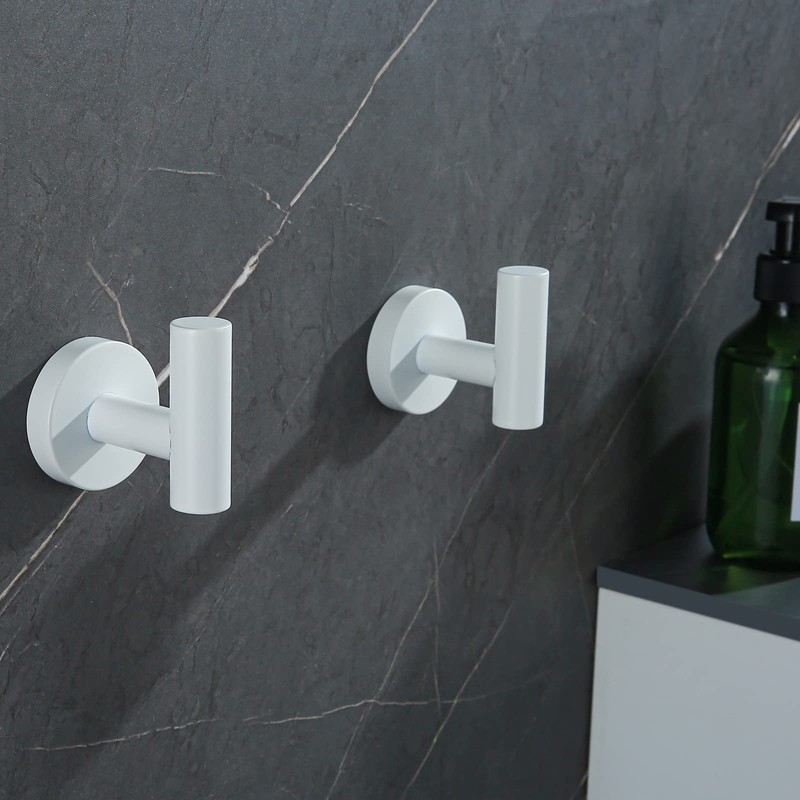 SEABEFORE White Towel Hooks Coat Robe Hook for Bath and