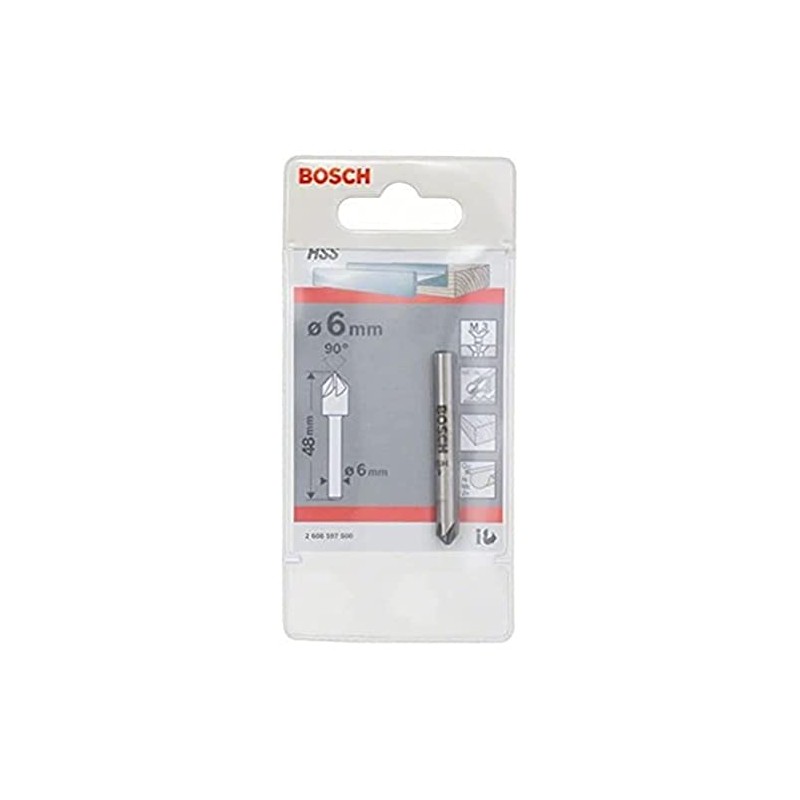 Bosch 2608597500 90° Countersink Bit, 6mm Shank, Silver