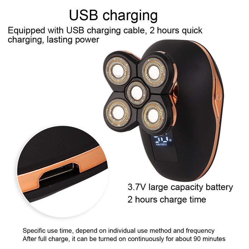 Electric Shaver Waterproof Rechargeable Beard Shaving Trimmer Hair ClipperBlack