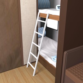 RV Bunk Bed Ladder 45"/50"/55"/60"/66"/72'', Heavy Duty Travel Trailer Bed Ladders with 4 Hook and Foot Caps, Metal Twin Bed Step Ladder for Home Dorm Appartments, Load 330 LBS (50inch / 127cm, White)