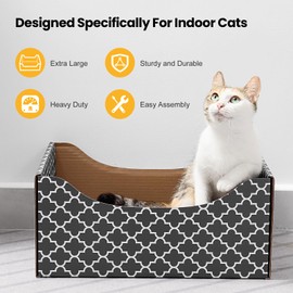 [Ultra-Large] Cardboard Cat Scratcher Box, Heavy Duty Cat Scratcher Bed with Double-Sided Scratch Pad, Sturdy and Refillable, Ideal for Scratching and Sleeping, Premium House for Indoor Cats