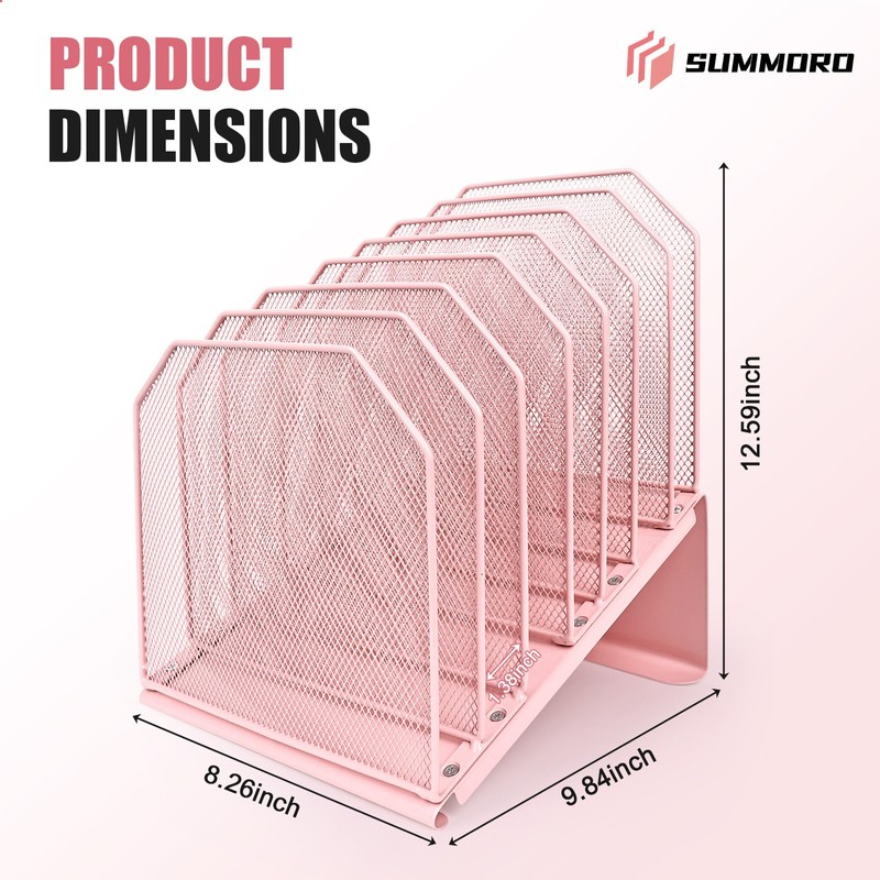 SUMMORO Inclined File Organizer for Desk, 7-Tier Vertical File Folder