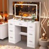 Yamissi Vanity Desk Set with LED Light Mirror Makeup Vanity