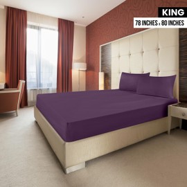 Utopia Bedding King Fitted Sheet - Bottom Sheet - Deep Pocket - Soft Microfiber - Shrinkage and Fade Resistant - Easy Care -1 Fitted Sheet Only (Purple)