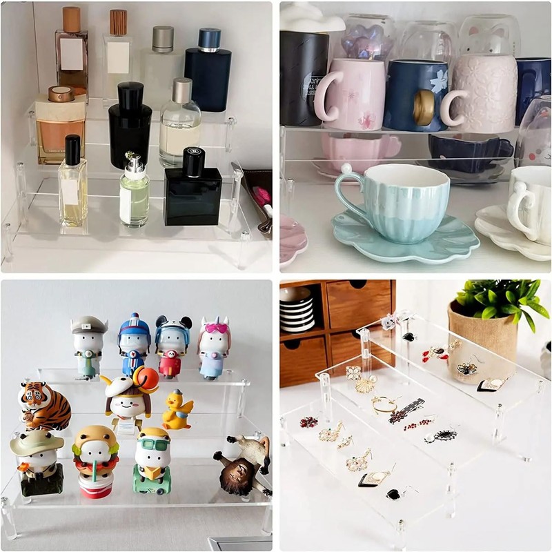 Himilucky 3 Tier Acrylic Display Riser, Clear Perfume Organizer Stand,