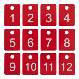 StayMax ABS Plastic Numbered Tags for Rectangle Key Number Disc with Hole (1-50, Red)