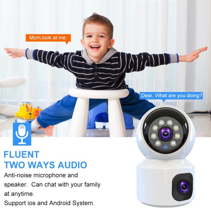 Dual Lens 4+4MP PTZ+Bullet Indoor WiFi Camera – AI Human