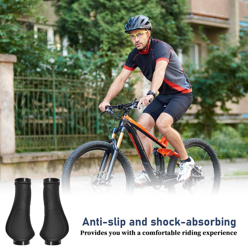 1 Pair Bike Handlebar Grips Ergonomic Bicycle Handle with Aluminium