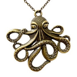 UMBRELLALABORATORY Steampunk Octopus Necklace | Victorian Style, Gold Finish Handmade Pirate Accessory