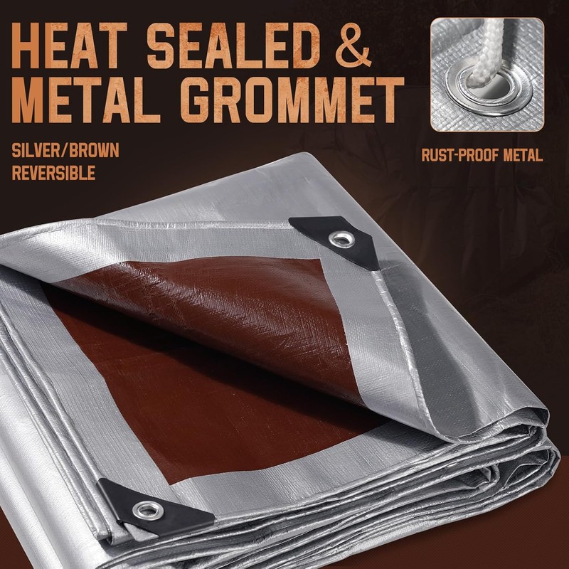 30x30 FT Tarp Waterproof, 16 Mil Tarps Heavy Duty Waterproof