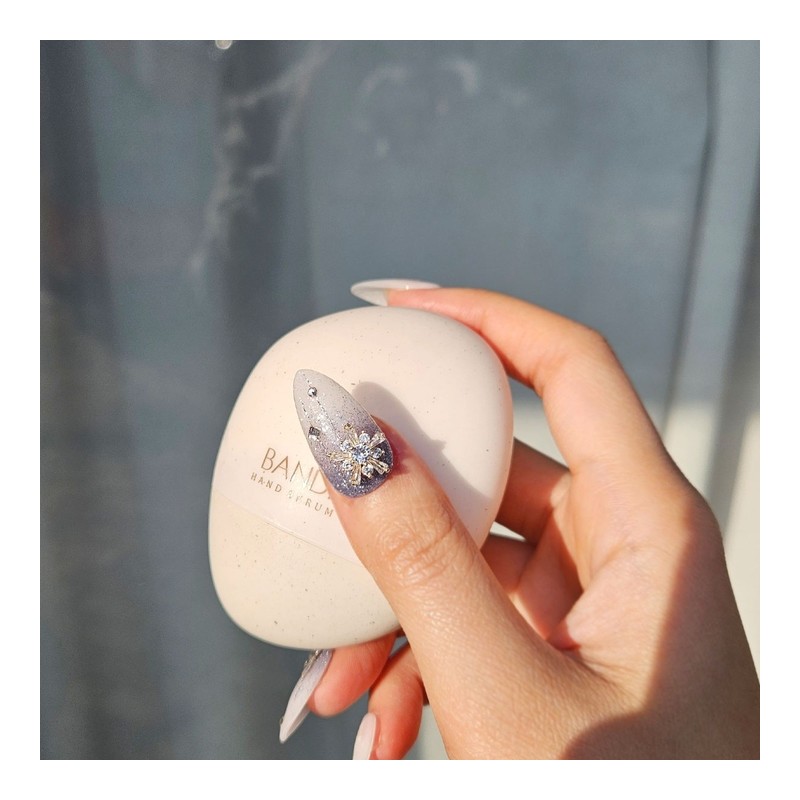 Silver Snowflake Handmade Nail Tips - Long Oval / 실버