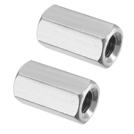 Juvielich 6Pcs M5 x 0.8-Pitch 30mm Length Metric Hex Coupling Nut 304 Stainless Steel Rod Coupling Nuts Silver