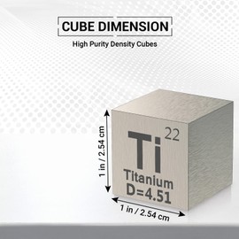 Titanium Cube - Metal Element Cubes - Laser Engraved Density Cube set for a Periodic Table of Elements Collection - (Titanium, 1 inch)