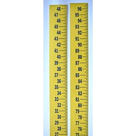Extra Wide Ruler – Adhesive Backed – 3 Inch Wide X 96 Inch Long – Vertical Up – Fractional – 1/4” Grads – Yellow – 2 Pieces