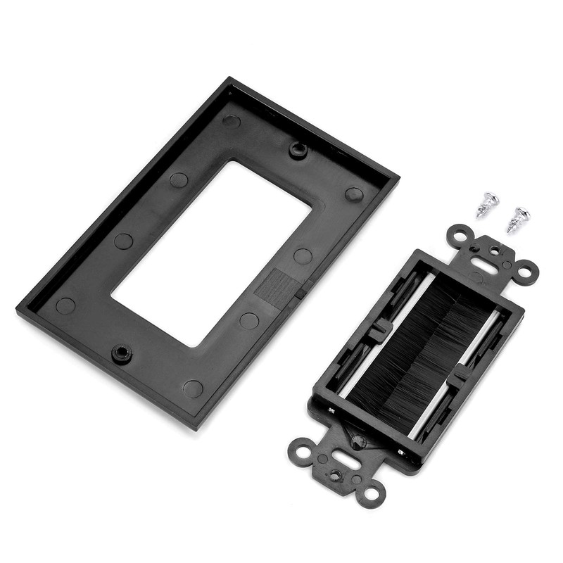 Brush Wall Plate Decora Style, Cable Pass Through Faceplate Insert