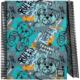 Grafoplas - Plastic Folder, A4, Flexible Cover, Spiral Bound, PVC, 30 Polypropylene Inserts, Design Bits&Bobs Collection Pop Up Design Bear, Maxiplas, Perfect School Supplies