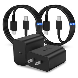 45W Super Fast USB C Charger[2 Pack],45 Watt Type C Charger Wall Charging Block with 2X 6ft Cable for Sam Sung Galaxy S24/S23 Ultra/S23+/S22 Ultra/S22+/S20 Ultra/Note 10 Plus, Galaxy Tab S8