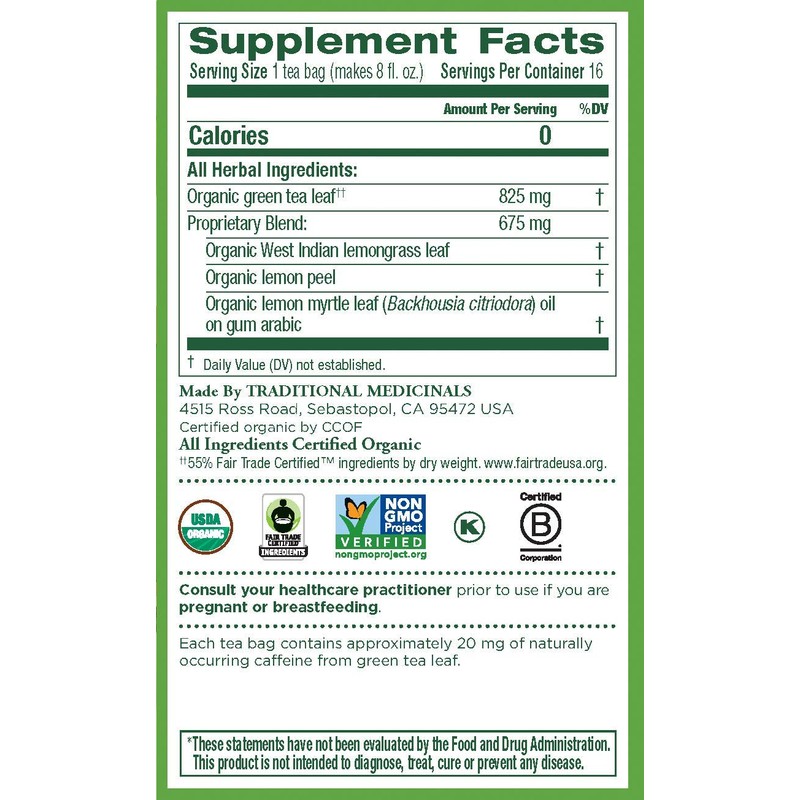 Traditional Medicinals Tea Flavor Variation (Lemongrass)