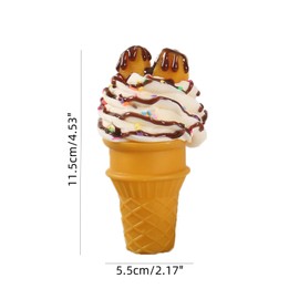 LONG XIN SERIES 2PCS Artificial Ice Cream Display Realistic Fake Dessert Model with Yellow Peach Chocolate Drizzle Bakery Photography Props Kitchen Counter Decor (Yellow Peach)