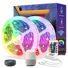 E T EASYTAO | Tira LED de WiFi 20M, Compatible con Alexa y Google Home, Luces LED RGB 5050 Música de Tira con Control de APP + Control Remoto IR de 24 Teclas, Sincronización Musical(20M-2 Rollos-IP20)