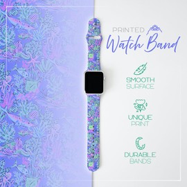 Lux Bands Printed Watch Band - Compatible with Watch Bands 38mm 40mm 41mm 42mm 44mm 45mm Silicone Replacement for iWatch Series 9 8 7 6 5 4 3 2 1 SE