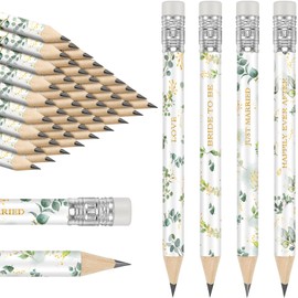 Teling 60 Pcs Bridal Shower Golf Pencils Bulk 4 Inch Greenery Wedding Pencils Pre Sharpened Golf Tool with Eraser Mini Short Bridal Tool for Wedding Shower Favors Party Game Presents