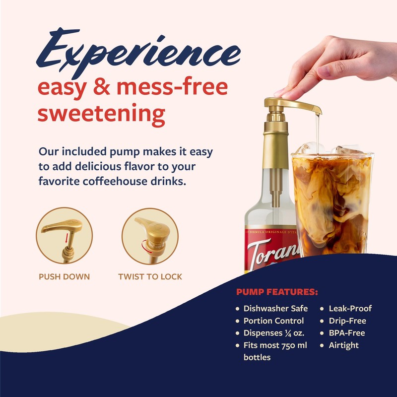 Torani Coffee Syrup, Almond Orgeat Flavored Syrup for Drinks, Glass