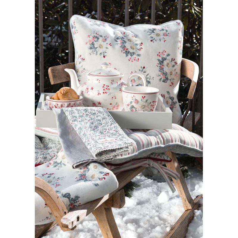 GreenGate Abella Tea Towel White Flowers Cotton 50 x 70