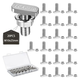 EXLECO 20 x Hammer Head Screws M10 x 25 mm Stainless Steel Hammer Head Screws T Nut Bolts with Plastic Box Stainless Steel Screw Attachment with Flange Nuts for T Nut Rail Greenhouse Profile Rails
