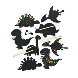Baker Ross EV254 Dinosaur Scratch Art Fridge Magnets-Pack of 10, for Kids to Design, Create and Display for Crafts Projects, Black