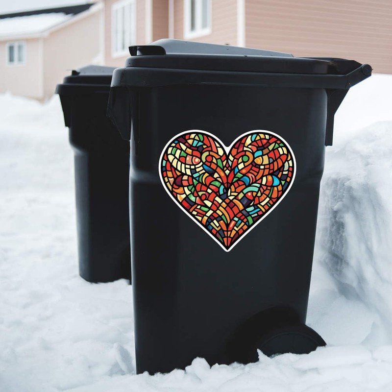 Extra Large 460mm 'Stained Glass Heart' Permanent Sticker Decal for