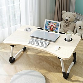 Laptop Table Foldable Lap Desk with 4 USB Charging Ports, Bed Table Tray, Portable Vertical Desk Writing Stand Reading Stand for Bed/Sofa/Work, Reading