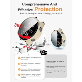 2 Pack,Case for Garmin Forerunner 570 47mm,daunke Ultra Slim Full Coverage Hard PC Proctective Cover,Shockproof,Scratch Resistant,Sturdy and Durable,Transparent+Off White