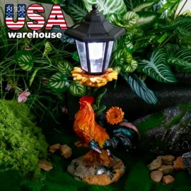 [Resin Rooster Statue] Resin Rooster Statue | Patio Rooftop Decorations, Sunflower Rooster Decorative Ornament for PorchColor: Orange, Size: M