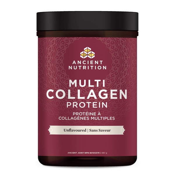 Ancient Nutrition Multi Collagen Protein Powder - Unflavoured, Formulated by Dr. Josh Axe, 4 Collagen Sources, 5 Types of Collagen, 480 Grams