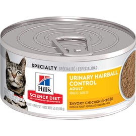 Hill's Science Diet Urinary and Hairball Control Savory Chicken Entree Canned Adult Cat Wet Food, 5.5oz. - 24 Pack