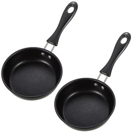 Tessco for you 2 Pieces One Egg Frying Pan, Mini Induction Frying Eggs Skillet, 4.7 Inch Round Mini Non Stick Fry Single Pan with Heat Resistant Handle Portable for Stove Gas Induction Hob