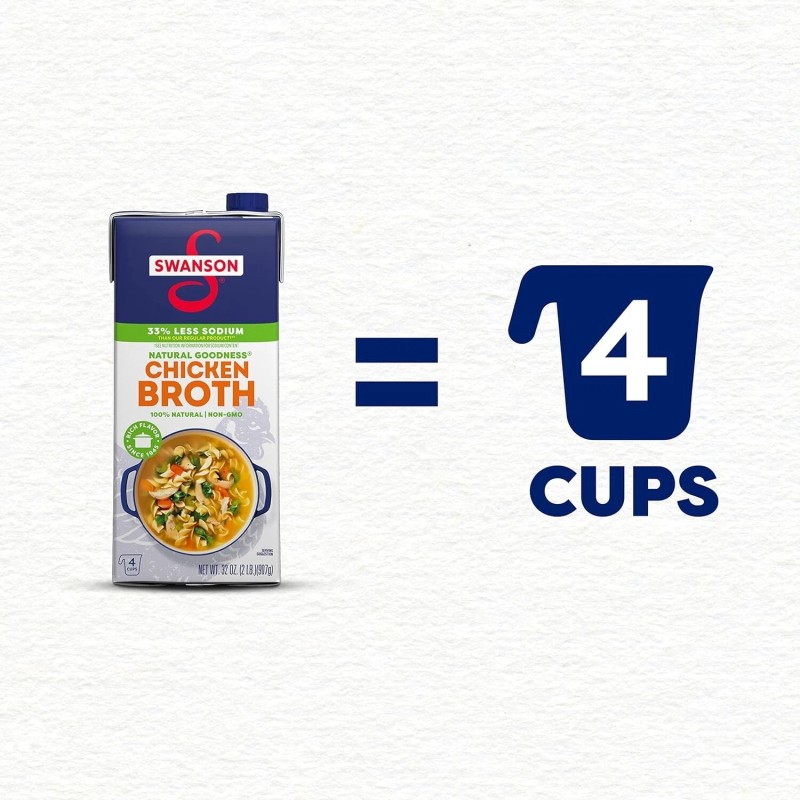 Swanson Natural Goodness Lower Sodium Chicken Broth, 32 oz Carton
