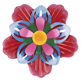 hogardeck Metal Flower Wall Decor, 11" Colorful Metal Floral Wall Art Decorations, Spring Garden Yard Decor for Outdoor Indoor, Multi-Colored Boho Art for Living Room Bathroom Office Kitchen Patio