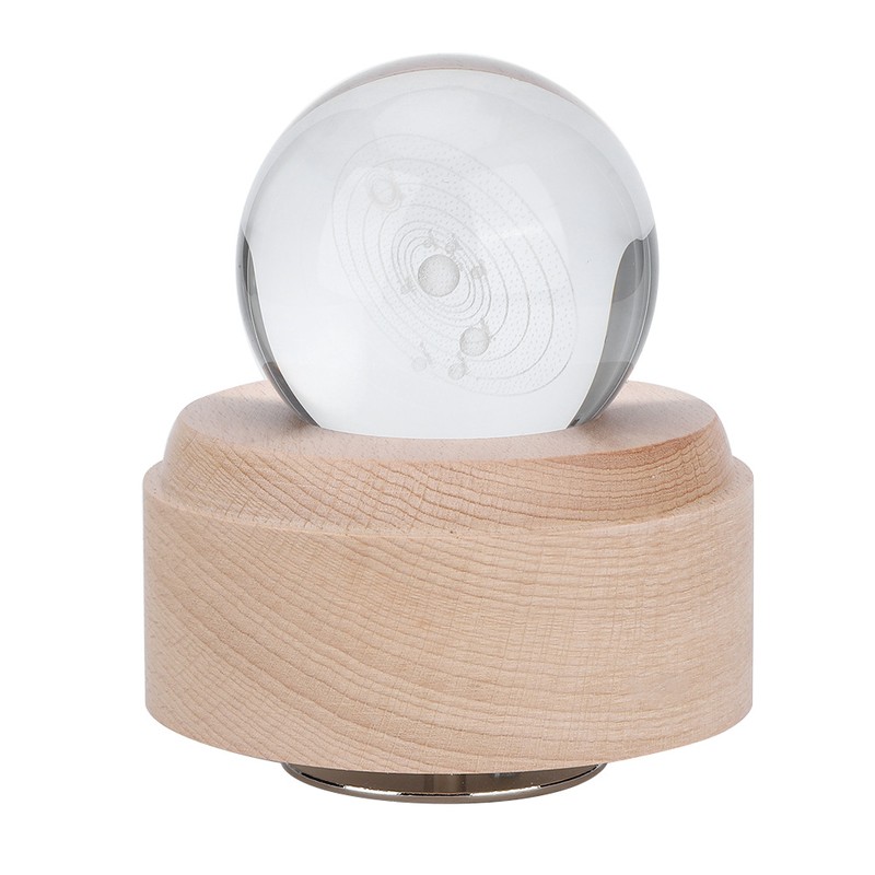 Solar System Pattern Crystal Ball Rotating Music Box USB Charging