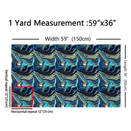 Erosebridal Marble Pattern Fabric by The Yard, Ink Fluid Marbling DIY Upholstery Fabric, Stone Gradient Indoor Outdoor Fabric, Abstract Art Kids Teens Waterproof Decorative Fabric, Blue Gold, 1 Yard