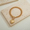 WOWORAMA Matte Gold Heart Bracelet for Women Chunky Cuban Link