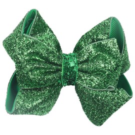 HIFANMM Winter Christmas Hair Clip for Women Girls, Green Glitter Bow Hair Clips Accessories Candy Color Hairpins Cute Bowknot Alligator Hair Barrettes Winter Xmas New Year Party Decor Supplies