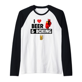I Love Beer and Boxing Gloves Club Fighting Punching Bag Jab Raglan Baseball Tee