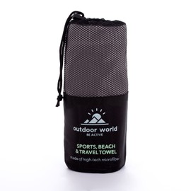 Outdoor World Travel Microfibre Towel Quick Dry, Compact, Ultra Lightweight, High Absorption Bath Towel for Vacation, Swimming, Hiking, Camping, Yoga, Gym, Exercise 120 x 60cm (Grey, Medium)